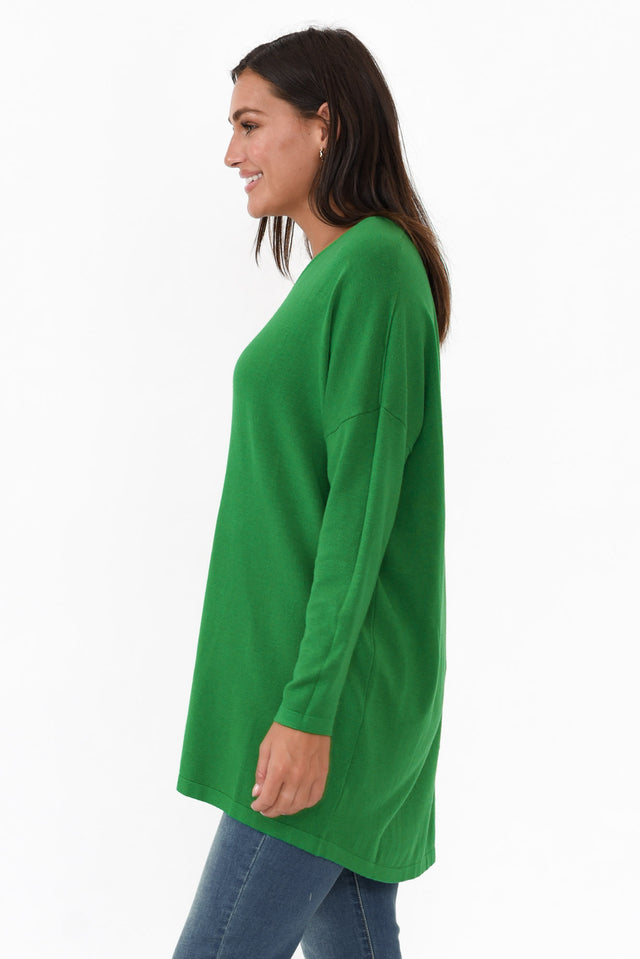 Piper Green V Neck Knit Jumper
