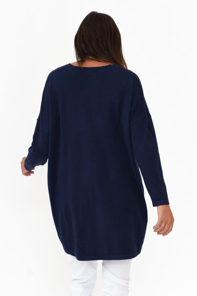 Piper Navy V Neck Knit Jumper image 4