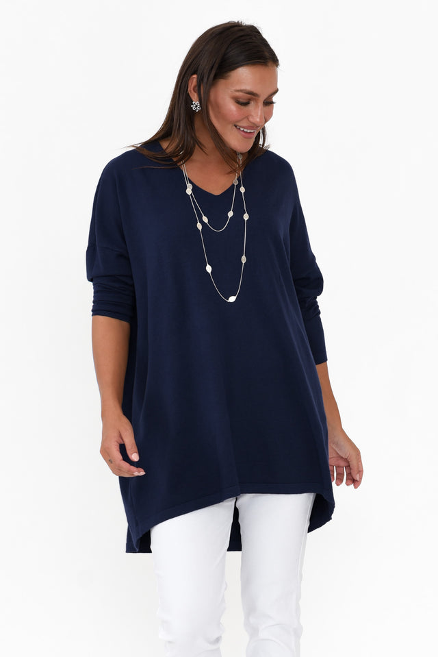 Piper Navy V Neck Knit Jumper