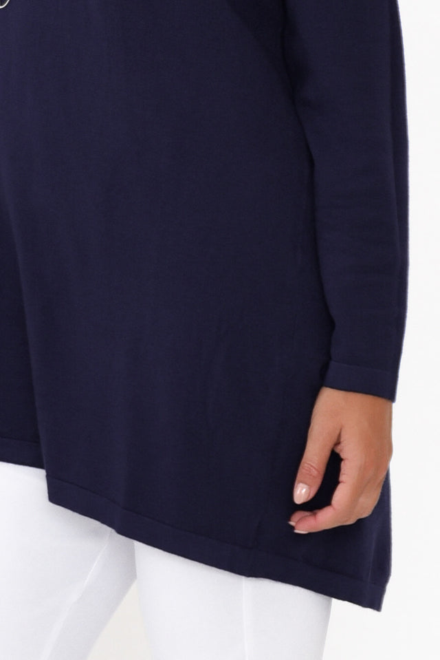 Piper Navy V Neck Knit Jumper image 5