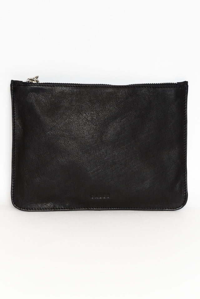 Queens Black Leather Clutch