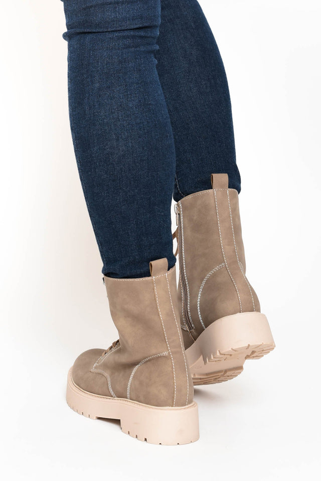 Raine Taupe Lace Up Boot