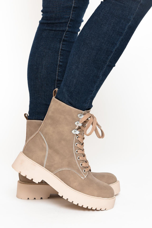 Raine Taupe Lace Up Boot