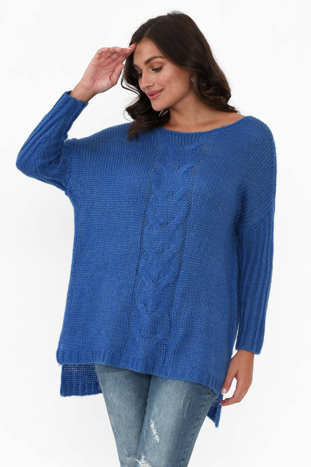 Rinna Cobalt Cable Knit Detail Jumper