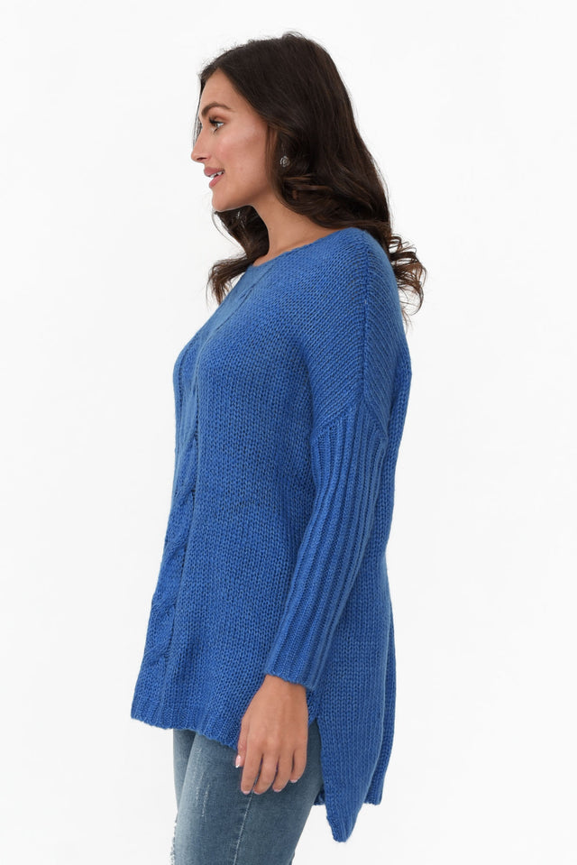 Rinna Cobalt Cable Knit Detail Jumper