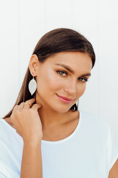 Silver Leaf Cutout Earrings
