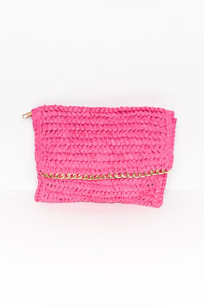 Santorini Pink Chain Clutch
