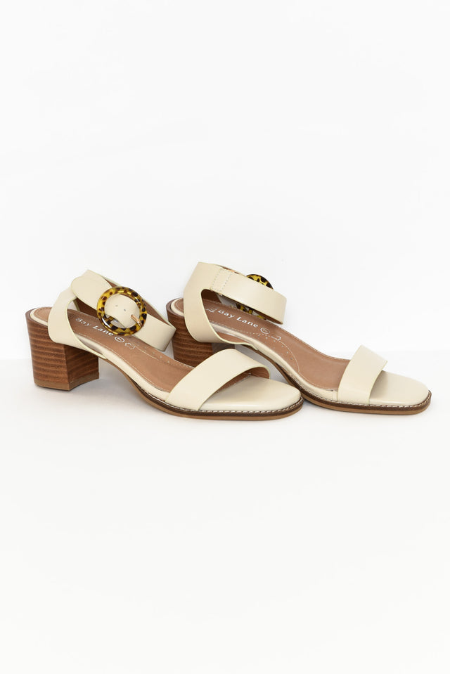 Siesta White Buckle Leather Heel