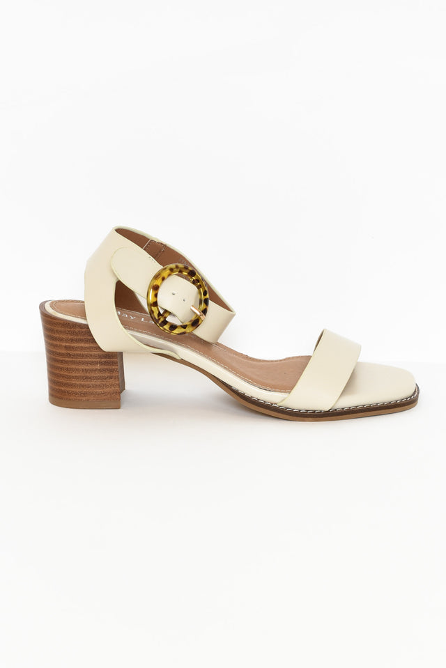 Siesta White Buckle Leather Heel