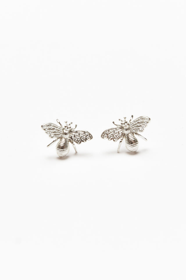 Silver Honey Bee Stud Earrings image 1