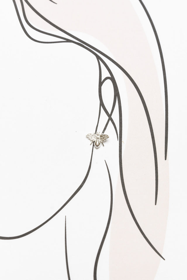 Silver Honey Bee Stud Earrings image 2