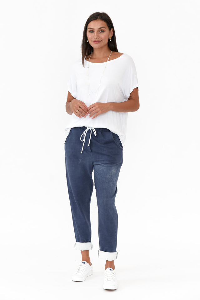 Sloan Dark Blue Wash Cotton Pants