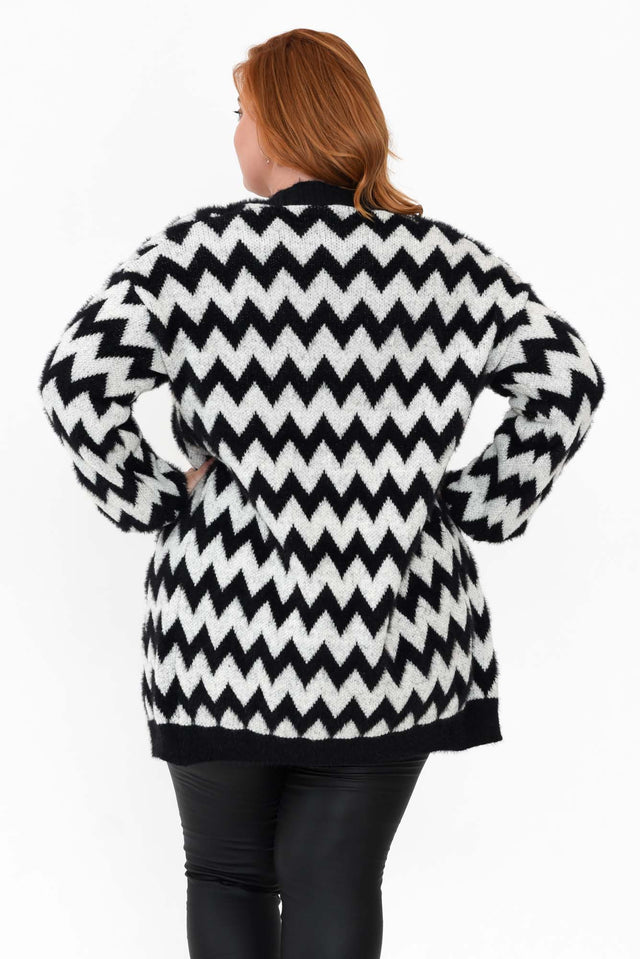 Stacey Black Chevron Long Cardigan