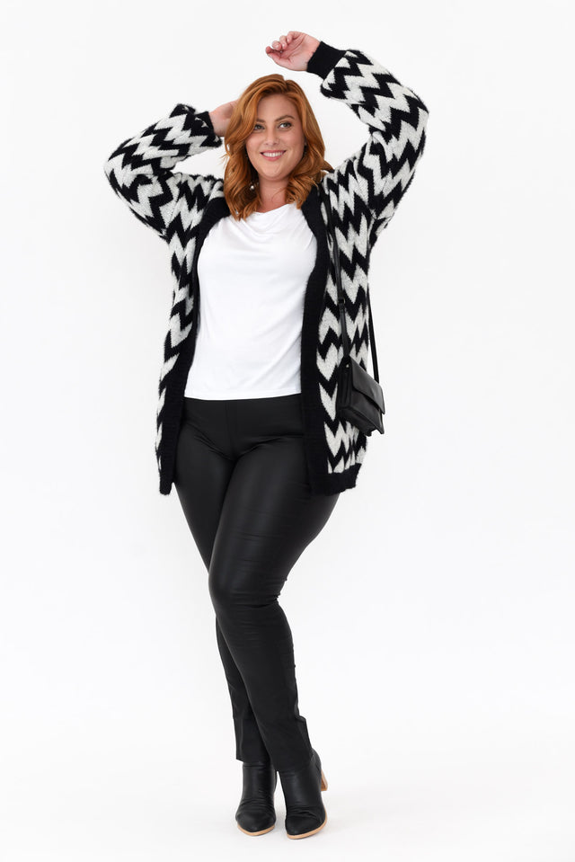 Stacey Black Chevron Long Cardigan