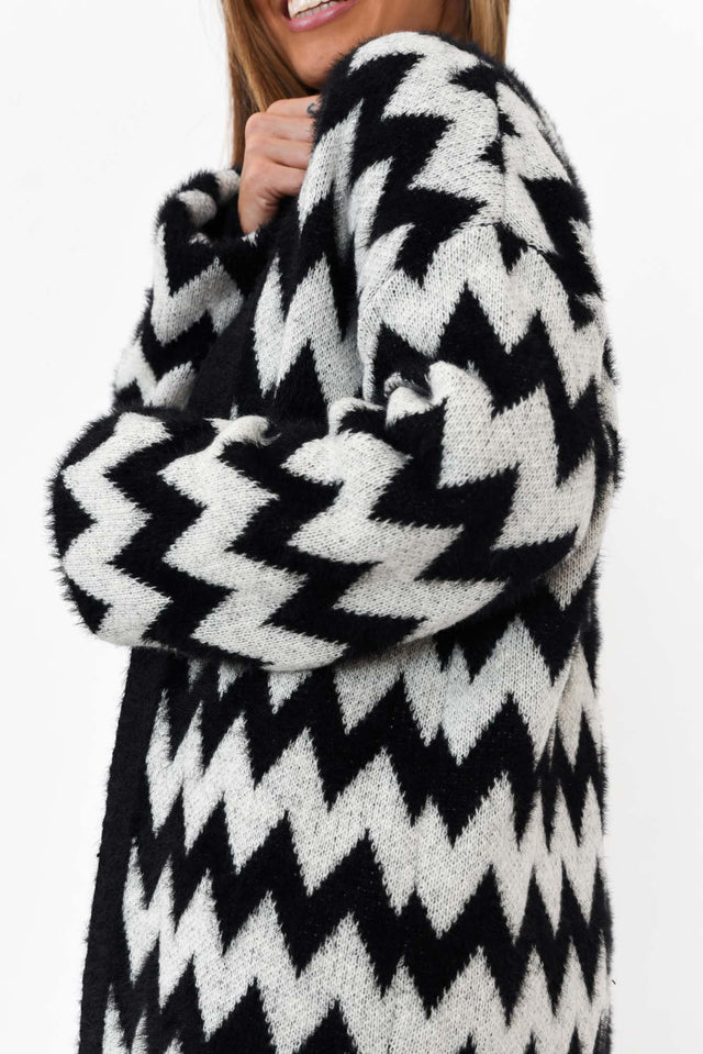 Stacey Black Chevron Long Cardigan