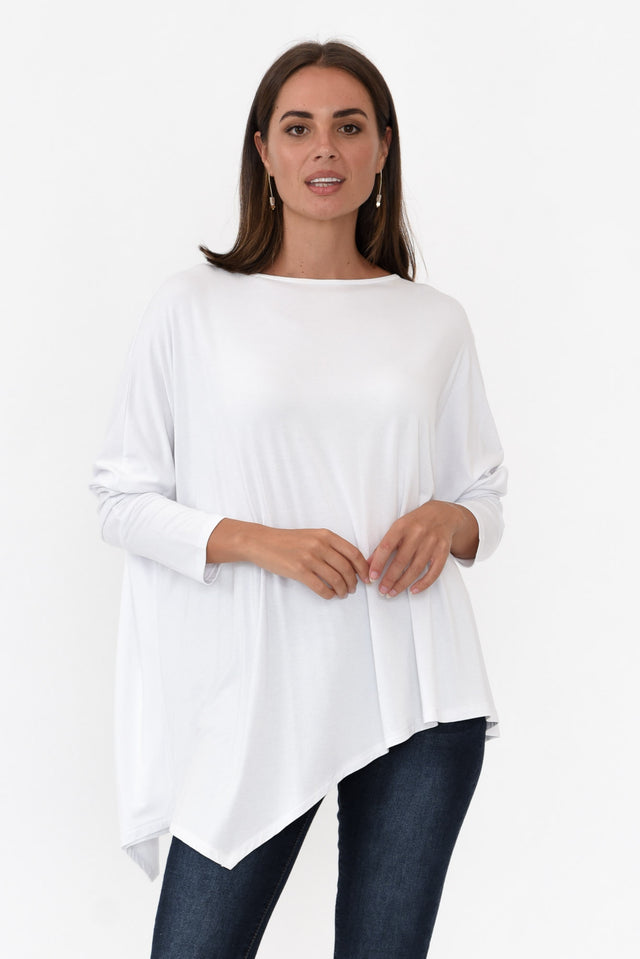 Susie White Asymmetrical Bamboo Top