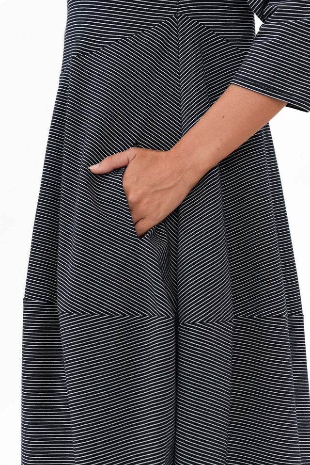 Tatum Navy Stripe Cotton Diagonal Dress image 5