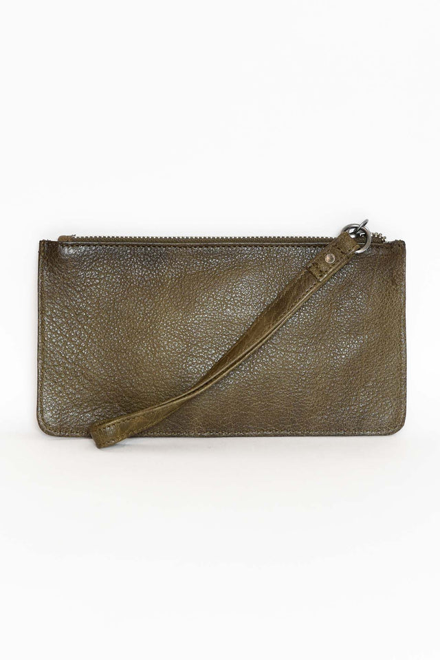 Vaucluse Olive Leather Medium Pouch image 1