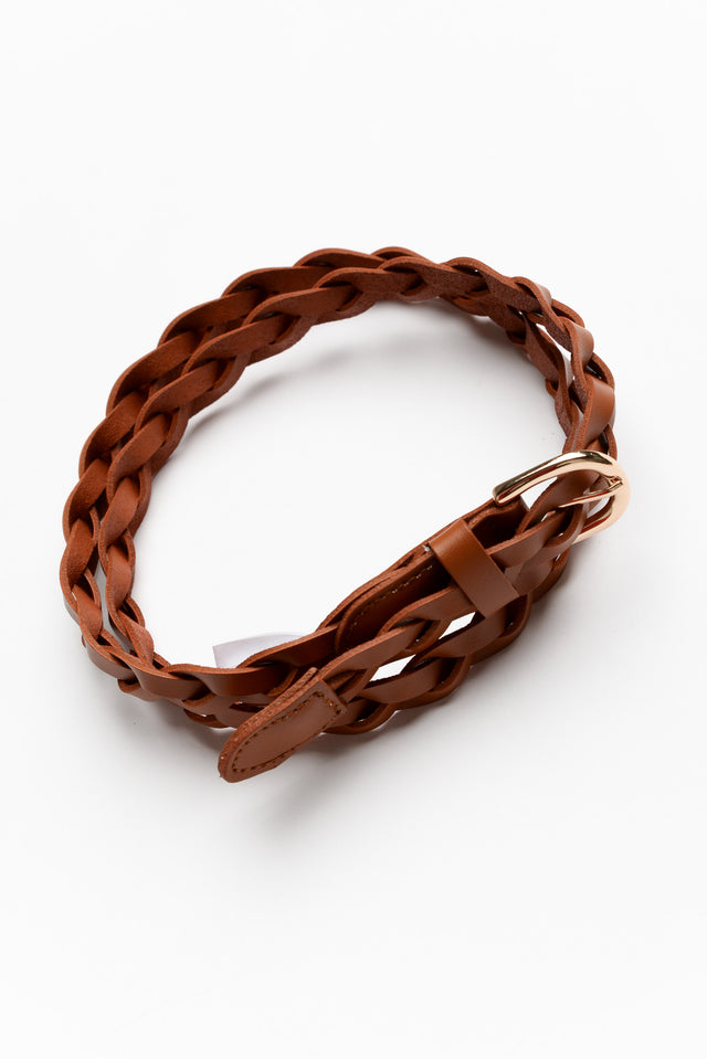 Waverly Tan Woven Leather Belt image 2