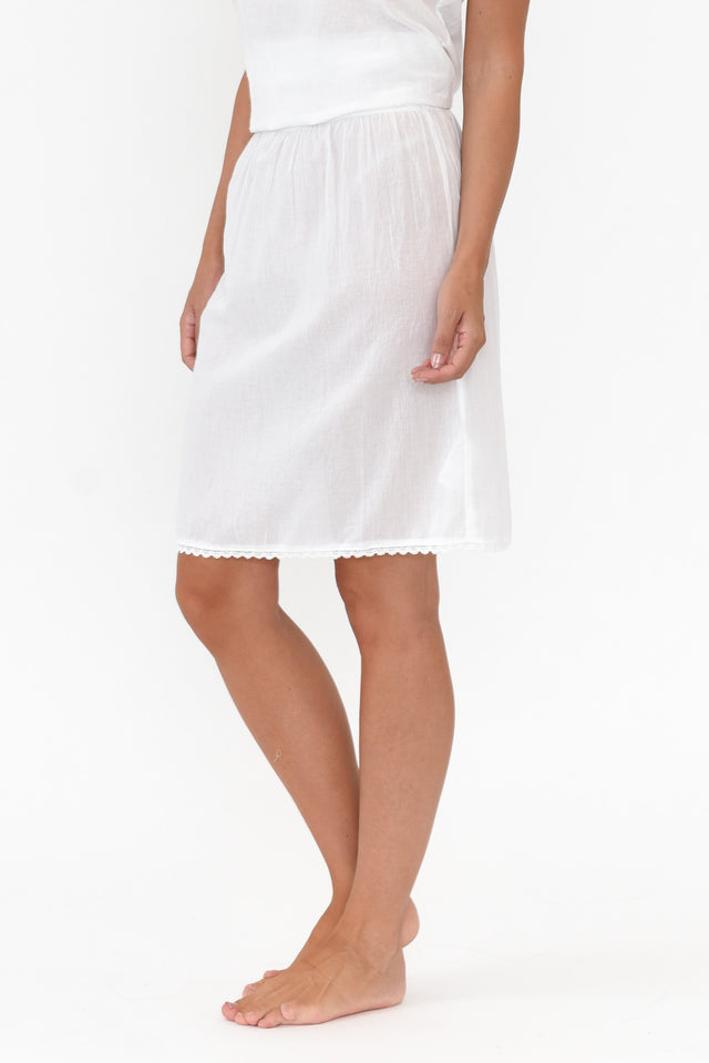 White Cotton Slip Skirt image 3