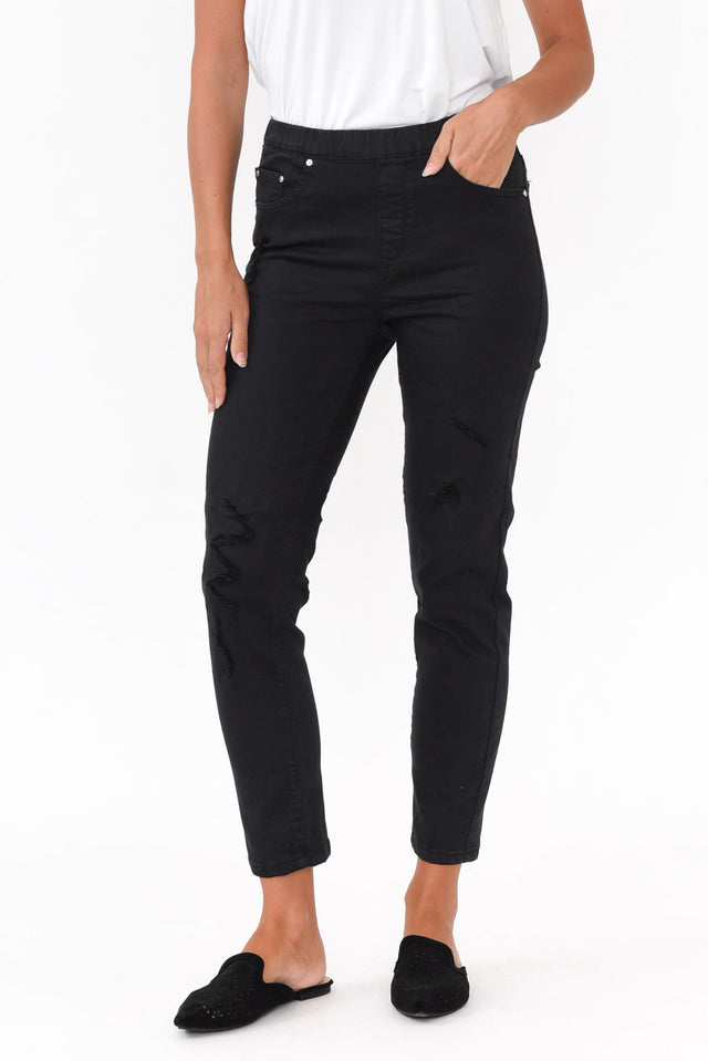 Zadie Distressed Black Stretch Jean   alt text|model:MJ;wearing:XS image 1