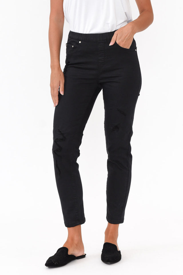 Zadie Distressed Black Stretch Jean