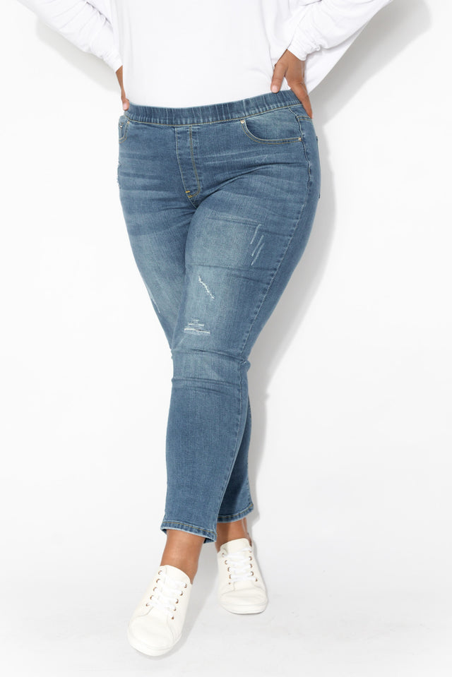 Zadie Distressed Blue Stretch Jeans