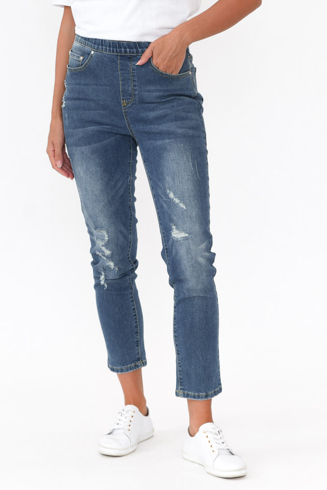 Zadie Distressed Blue Stretch Jeans