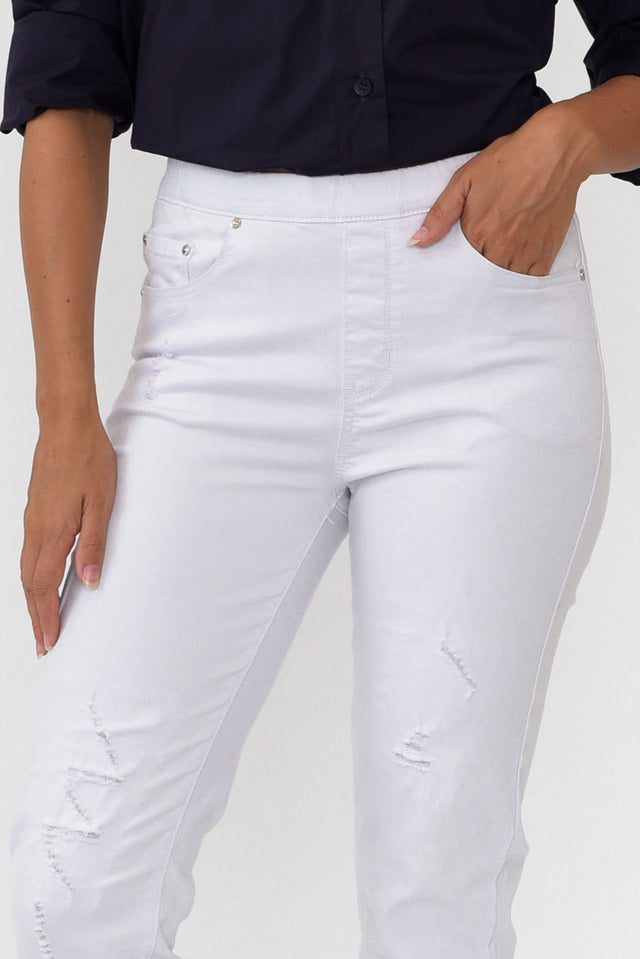 Zadie Distressed White Stretch Jeans