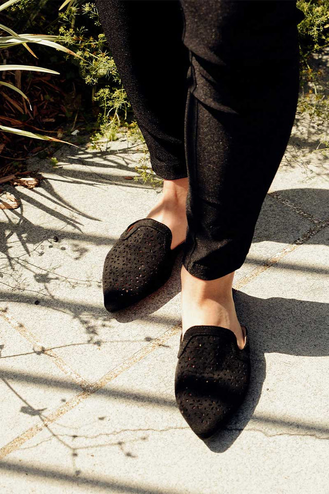 Daisy Black Cut Out Mule