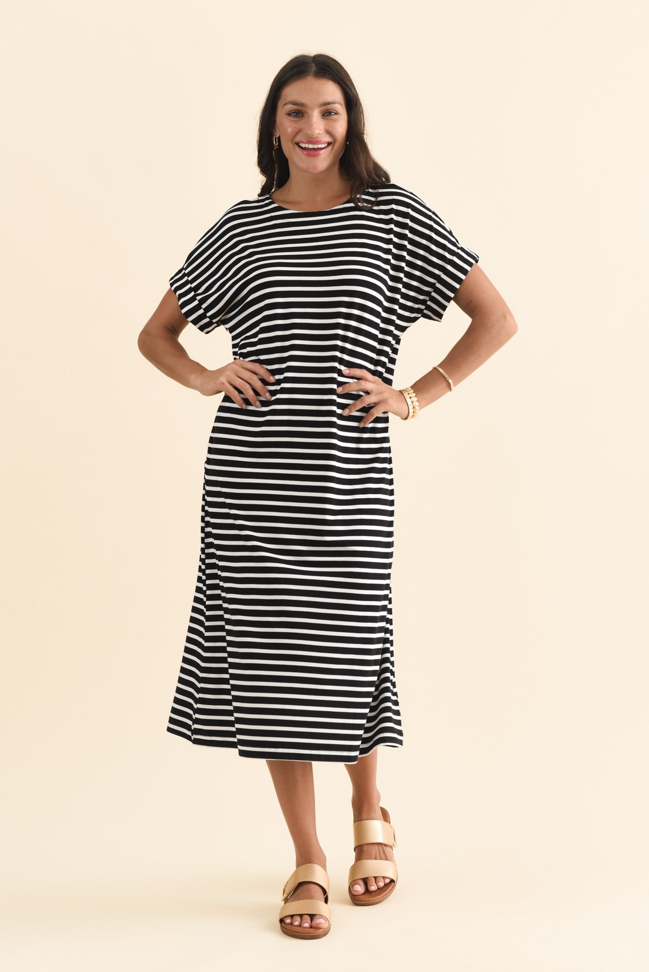 knee length dresses for ladies Women's Brushed Bamboo Midi Dress