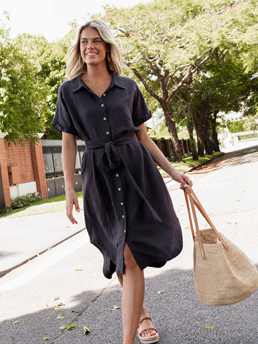 Women s Linen Clothing Australia Linen Tops More Blue Bungalow AU