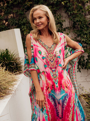 Size 10 Silk Kaftans Australia | Silk Kaftan Dresses - Blue Bungalow AU