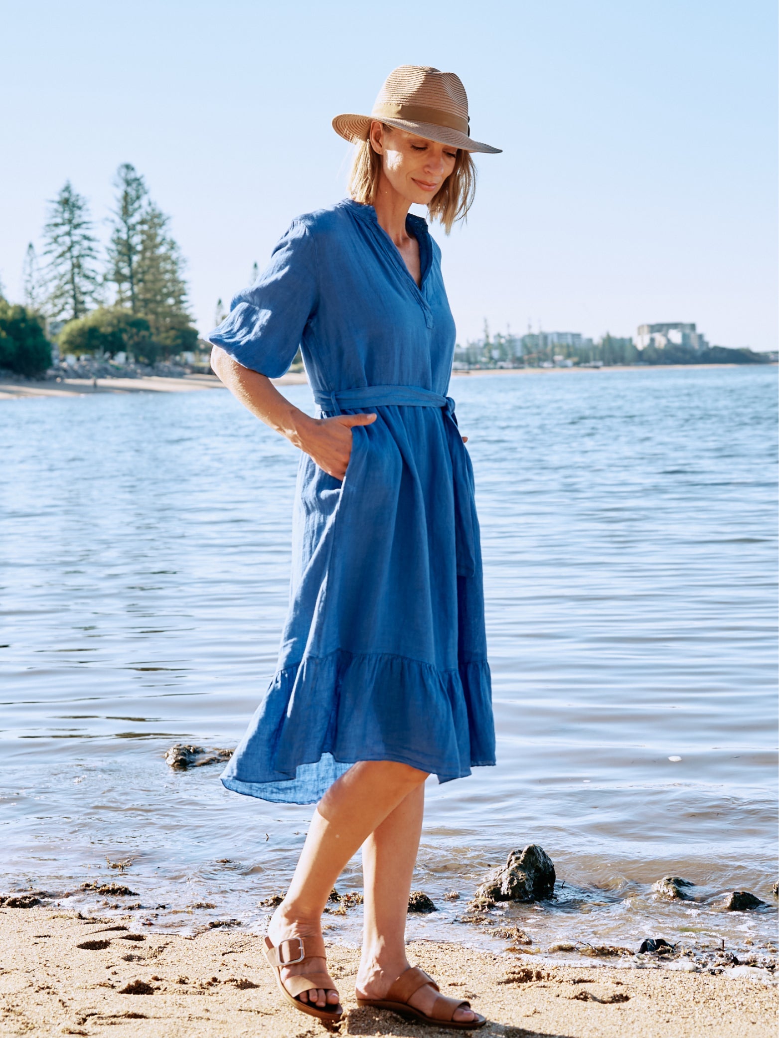 Women s Linen Shirts Australia Linen Tops More Blue Bungalow AU