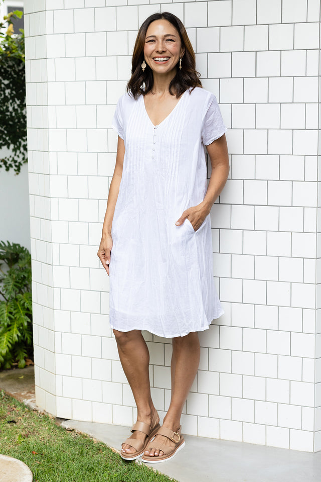 Sabina White Crinkle Cotton Dress