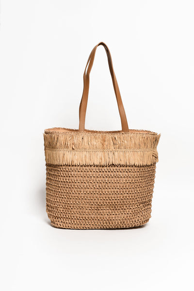 Fenton Tan Straw Tote Bag