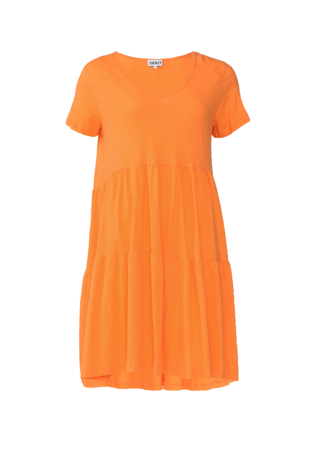Ambrose Orange Cotton Slub Tier Dress image 3