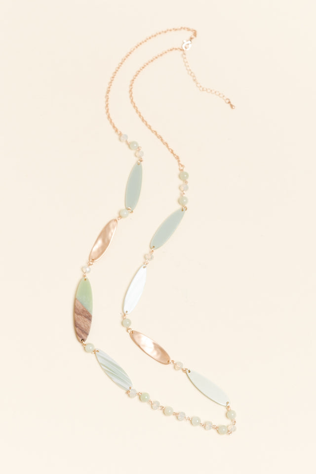 Aal Green Beaded Leaf Necklace