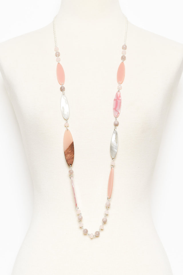 Aal Pink Beaded Leaf Necklace image 2