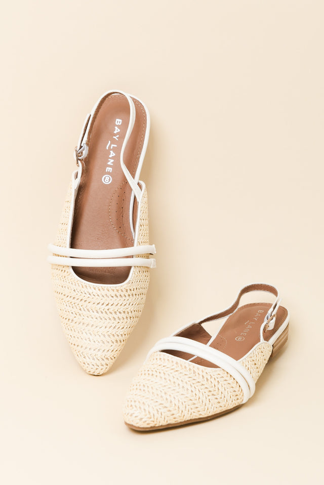 Abby Cream Raffia Leather Slingback Mule