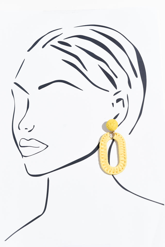 Abeni Yellow Straw Drop Earrings image 2