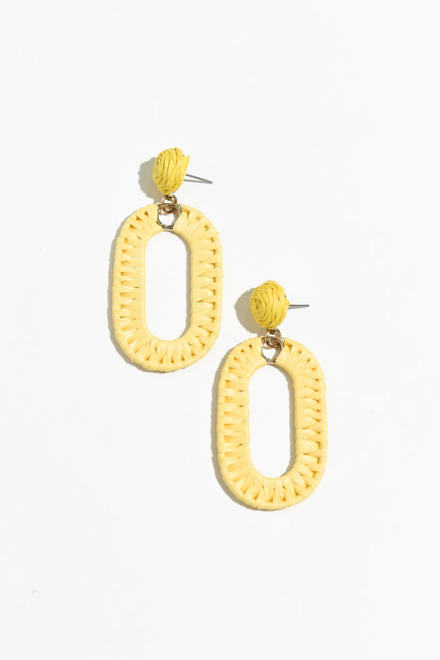 Abeni Yellow Straw Drop Earrings image 1