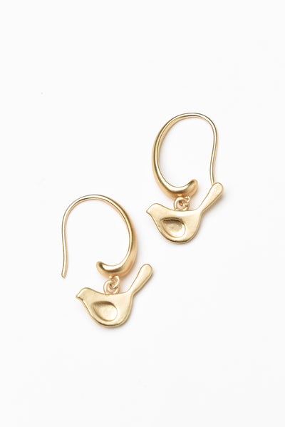 Abia Gold Bird Hook Earrings