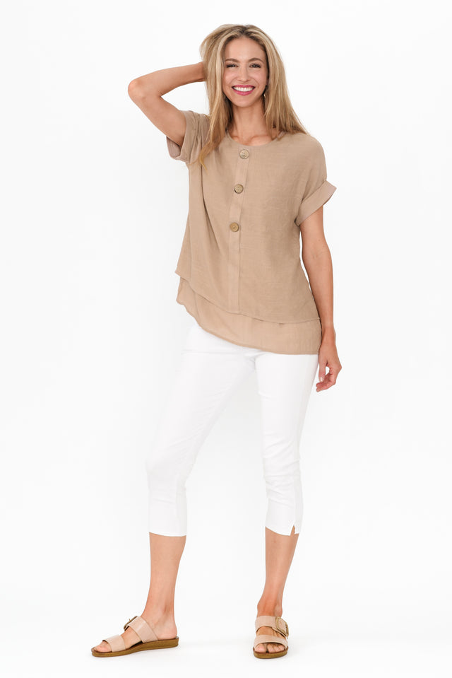 Abilene Beige Button Top image 8