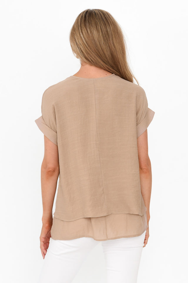 Abilene Beige Button Top image 6