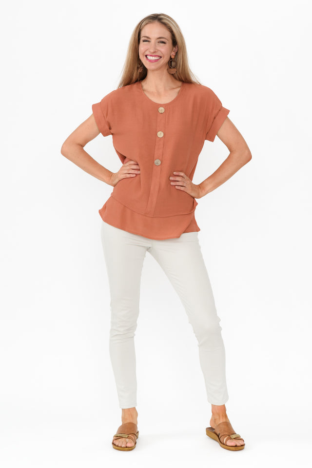 Abilene Rust Button Top