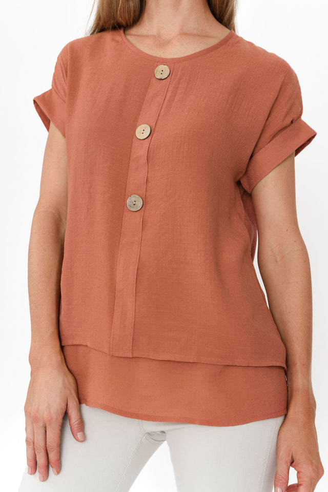 Abilene Rust Button Top