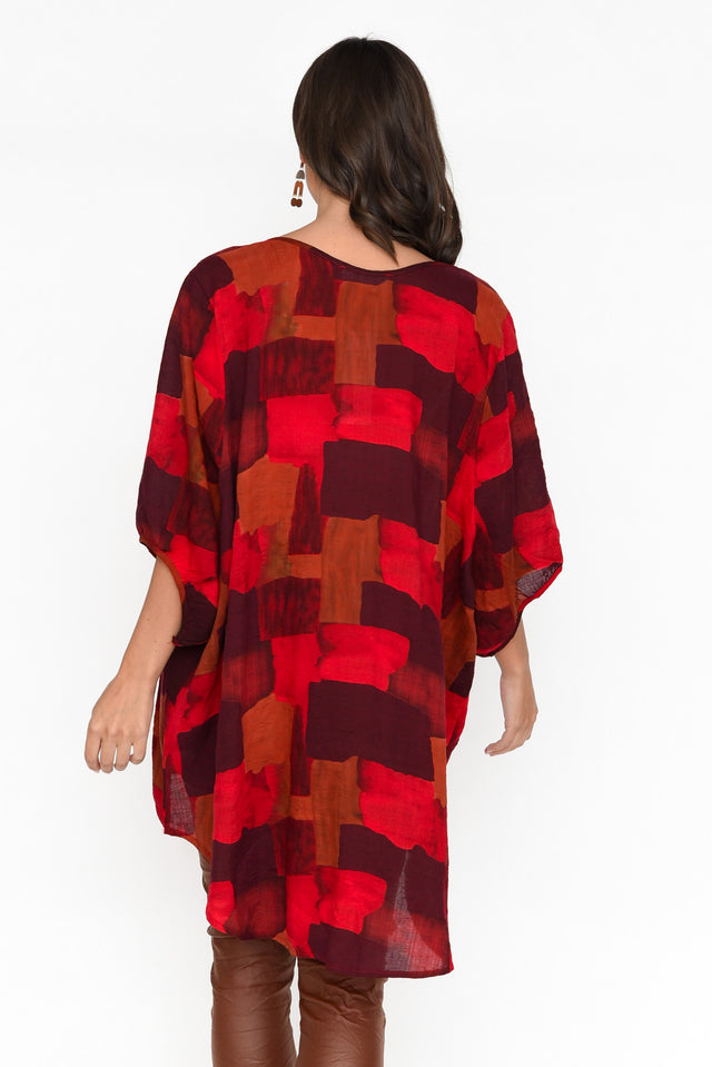 Abra Red Abstract Oversized Top thumbnail 6