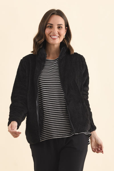 Ackerley Black Faux Fur Jacket + more up to 50% off Blue Bungalow womens clothing sale
