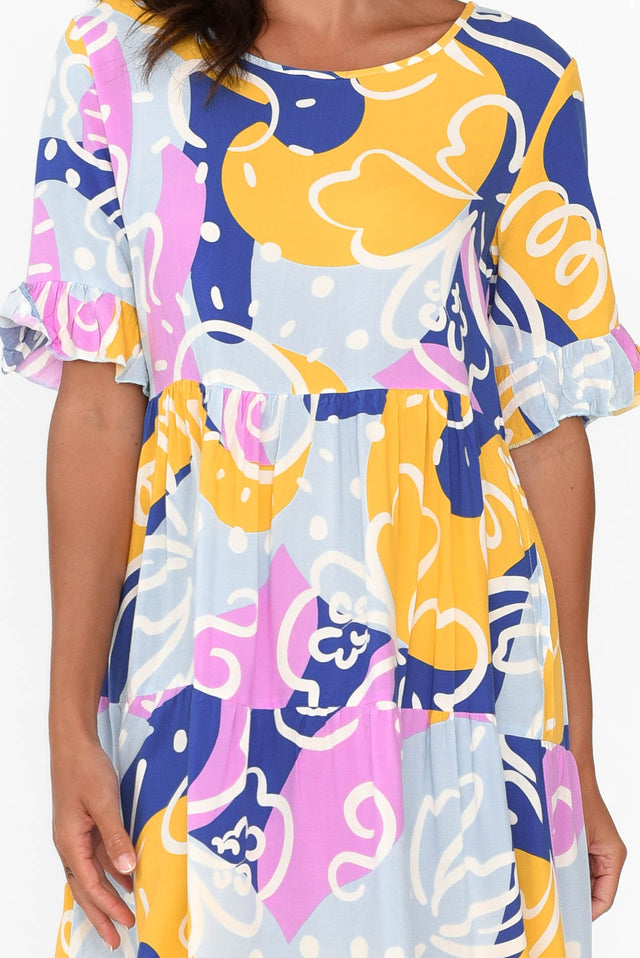 Addison Blue Abstract Tier Dress